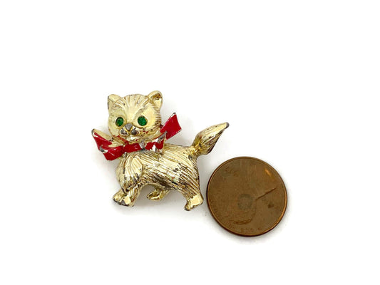 Vintage Christmas Cat Brooch Pin at Duckwells