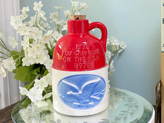 Vintage Bicentennial Jug, Bank Advertising