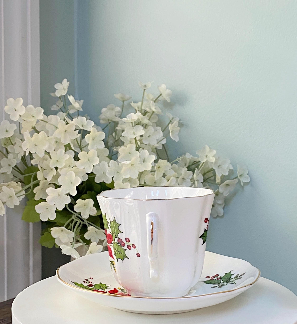 Vintage Christmas Cup and Saucer Set at Duckwells