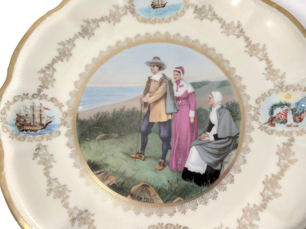 Antique Pilgrim Exiles Plate at Duckwells