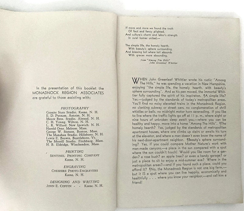 1930s Monadnock Region in Southern New Hampshire Soft Cover Book at Duckwells
