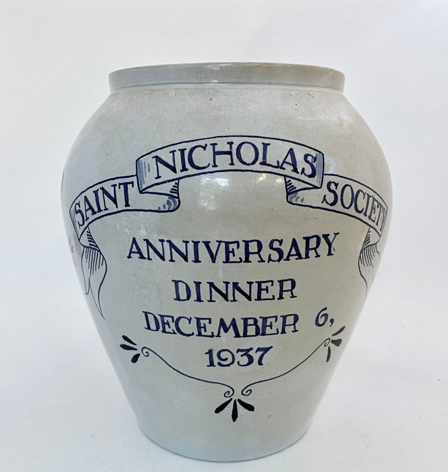 1937 Saint Nicholas Society Annual Dinner Royal Delft Vase at Duckwells