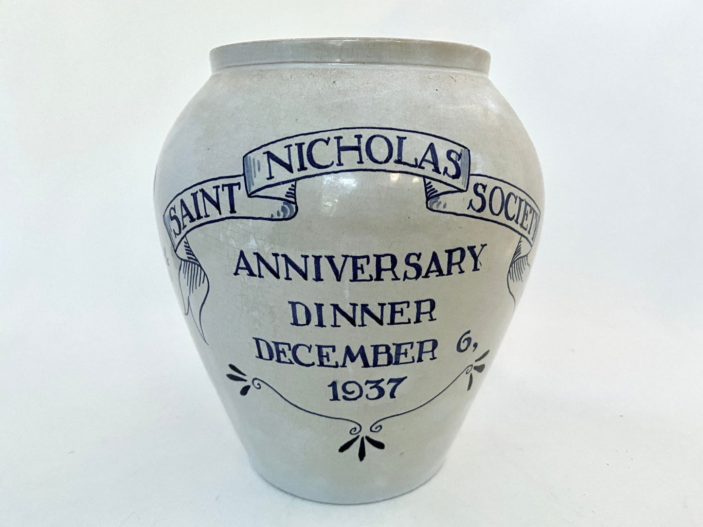 1937 Saint Nicholas Society Annual Dinner Royal Delft Vase at Duckwells
