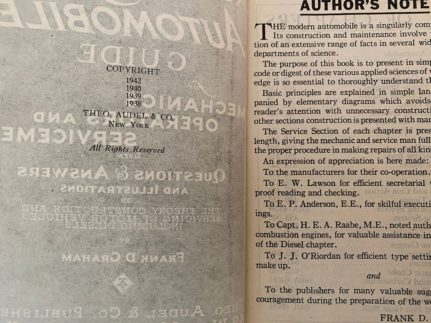 1942 Audels New Automobile Guide at Duckwells
