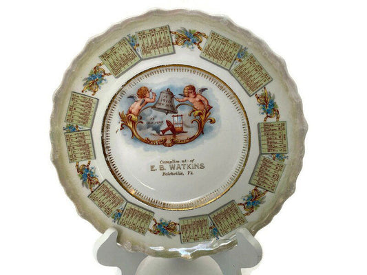 Antique 1910 Calendar Plate with Vermont Advertising at Duckwells
