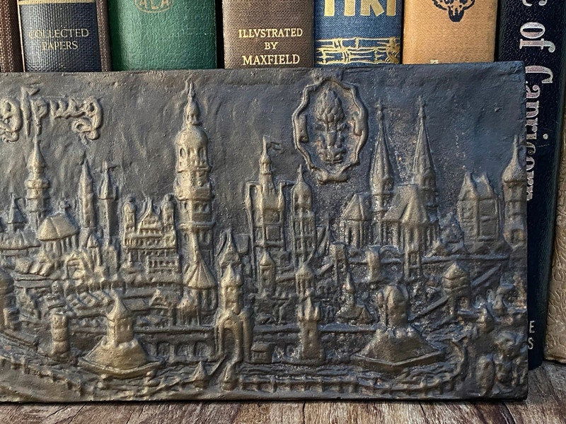 Antique Augsburg Cityscape Cast Iron Plaque at Duckwells