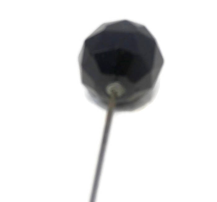 Antique Black Glass Ball Hat Pin - Duckwells