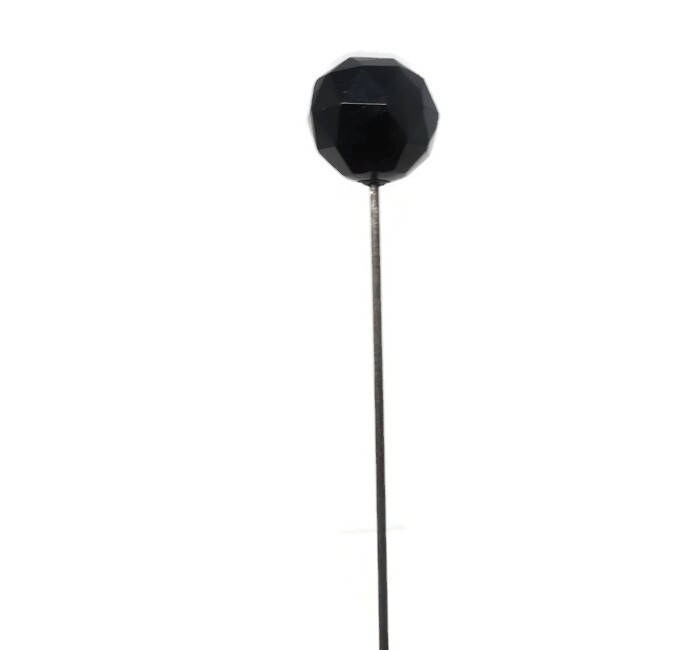 Antique Black Glass Ball Hat Pin - Duckwells