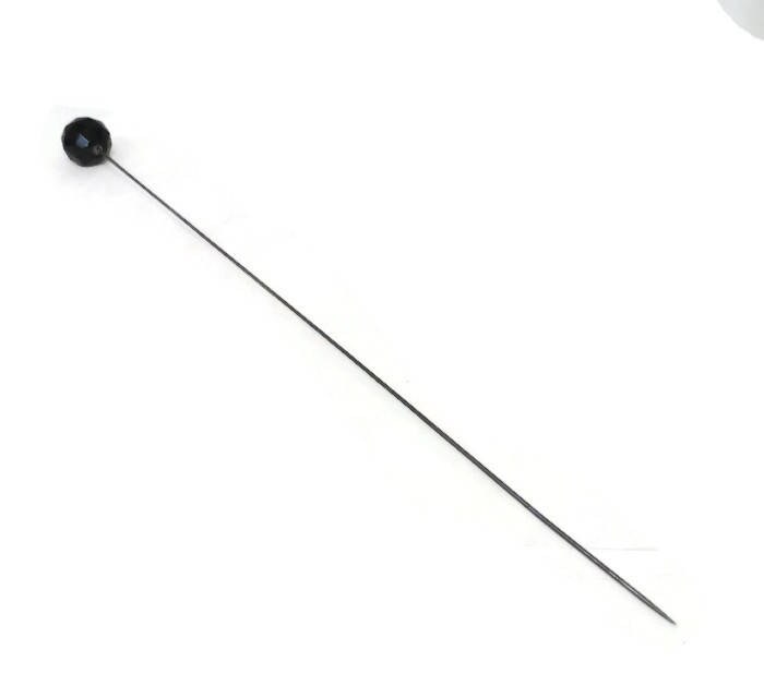 Antique Black Glass Ball Hat Pin - Duckwells