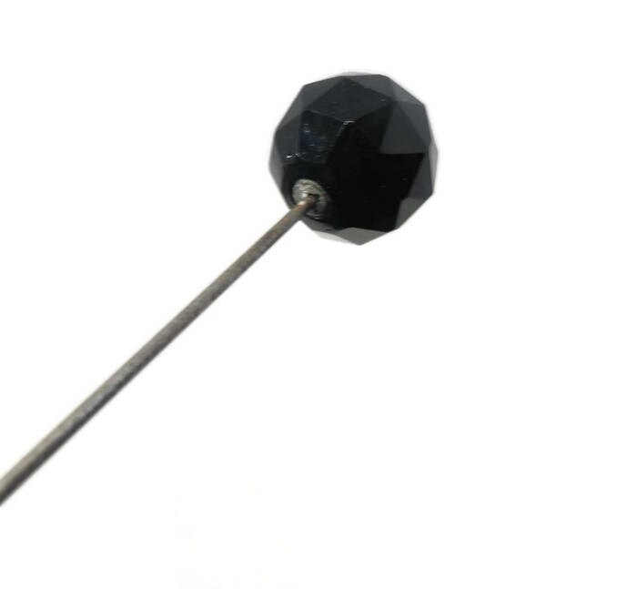 Antique Black Glass Ball Hat Pin - Duckwells