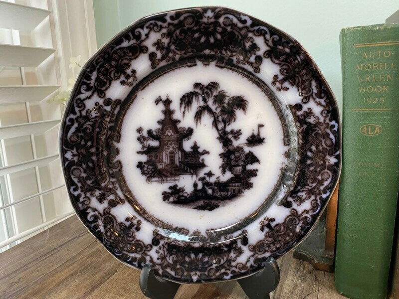 Antique Black and White Dinner Plate at Duckwells