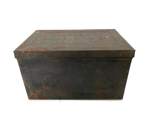 Antique Diamond Match Company Tin Metal Hinged Box at Duckwells