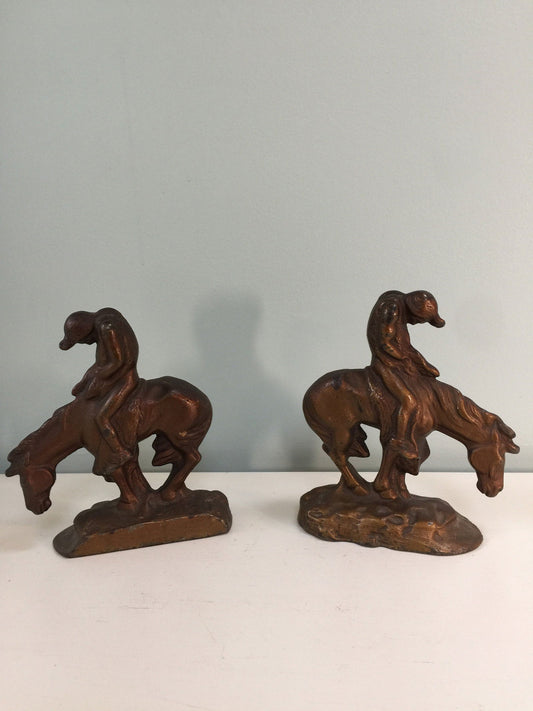 Antique End of the Trail Native American Bookends at Duckwells
