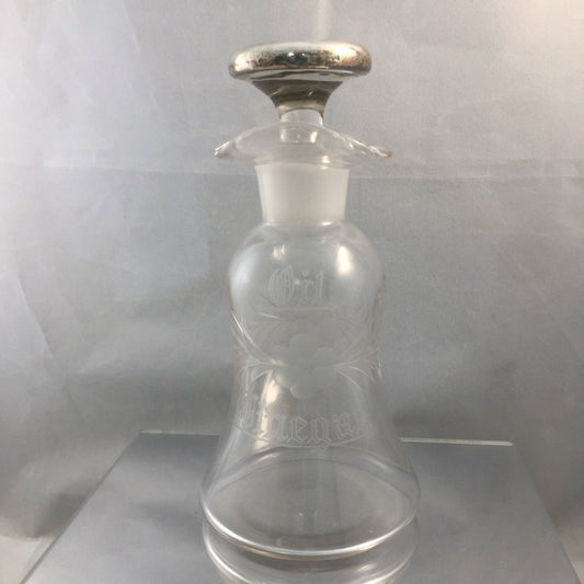 Antique Etched Glass Oil and Vinegar Cruet at Duckwells