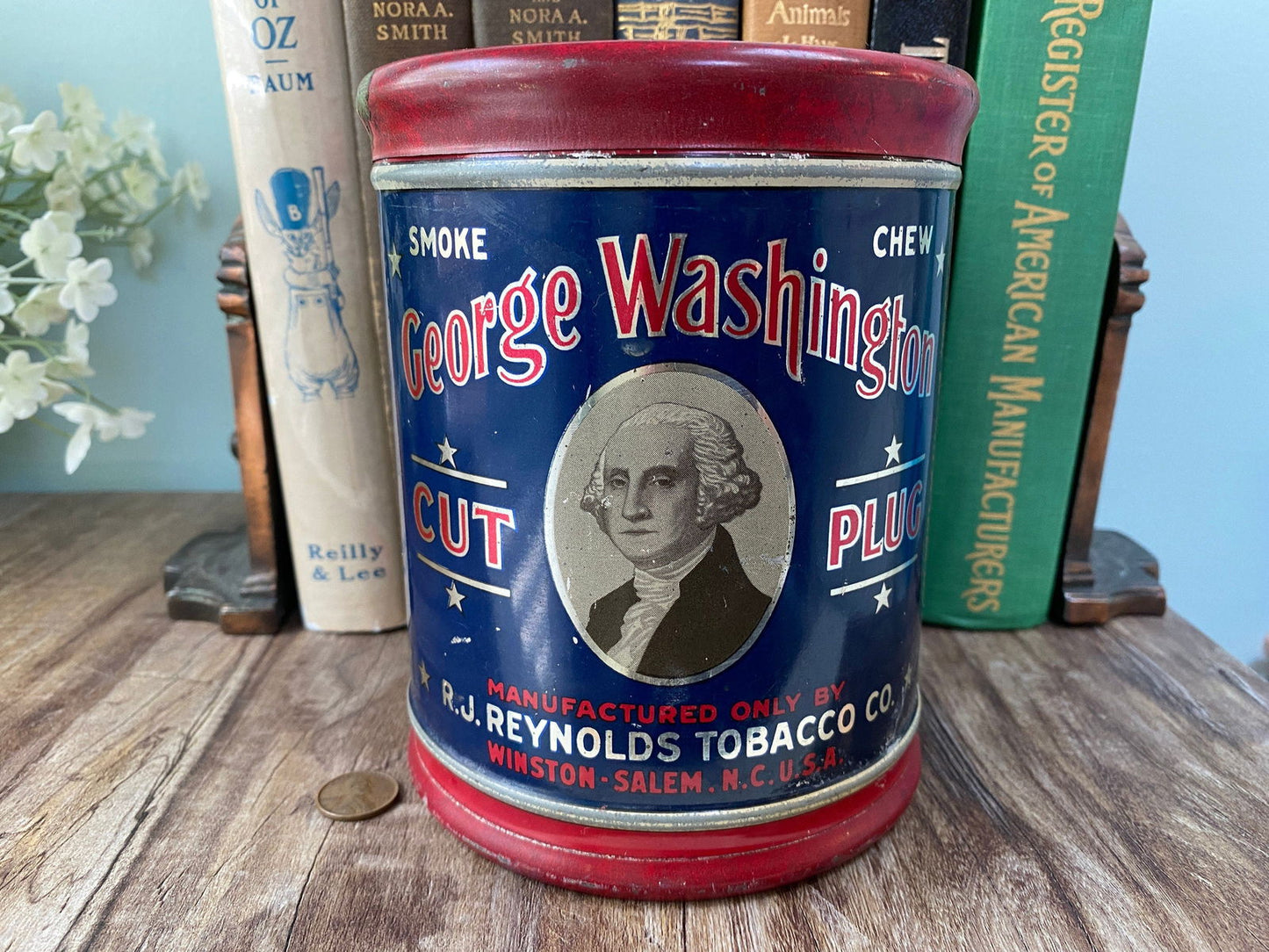 Antique George Washington Cut Plug Tobacco Tin - Duckwells