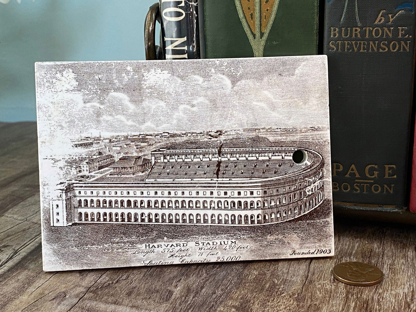 Antique Harvard Stadium Ceramic Calendar Tile - Duckwells