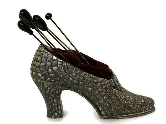 Antique High Heeled Shoe Souvenir Pincushion at Duckwells