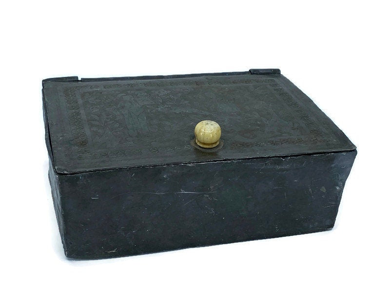 Antique Japanese Pewter Box at Duckwells