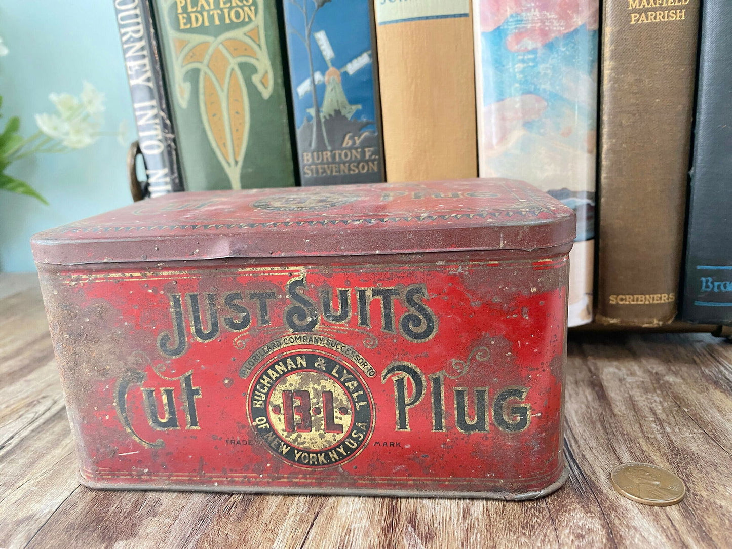 Antique Just Suits Advertising Tin - Duckwells