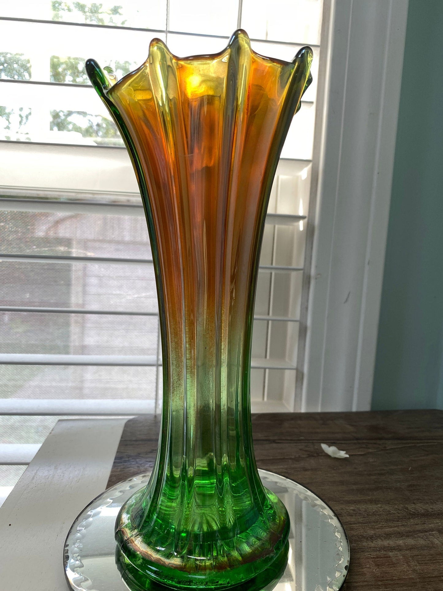 Antique Northwood Thin Ribbed Standard Swung Carnival Glass Vase at Duckwells