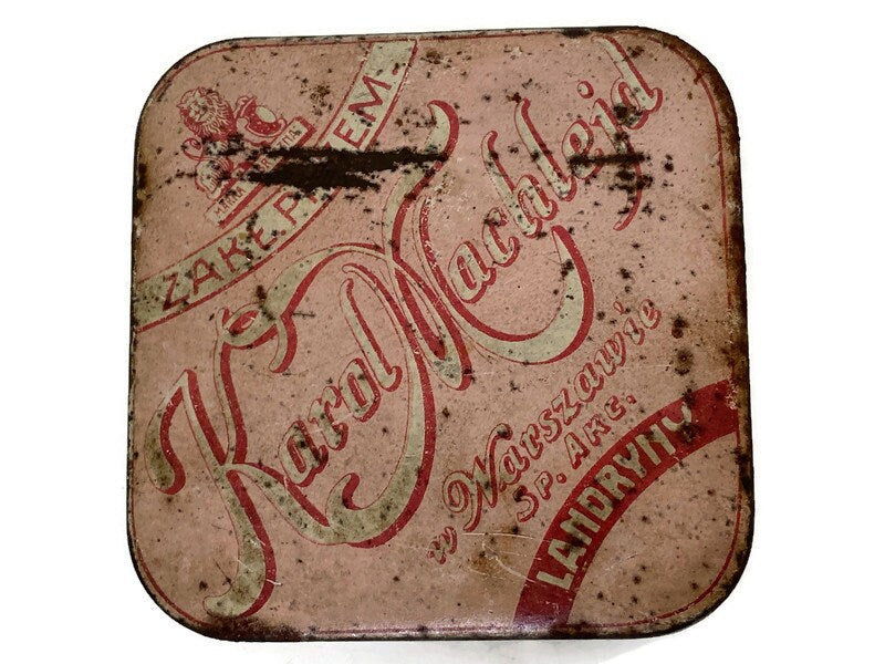 Antique Polish Candy Tin Karol Machlejd Warsaw - Duckwells