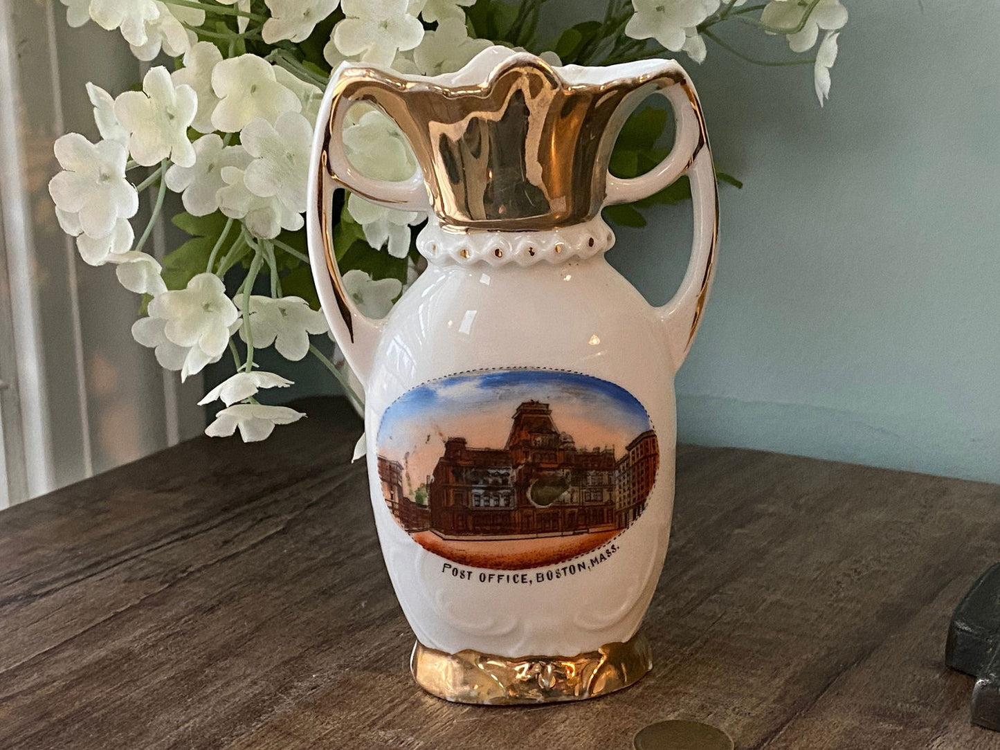 Antique Post Office Boston Massachusetts Souvenir Vase - Duckwells