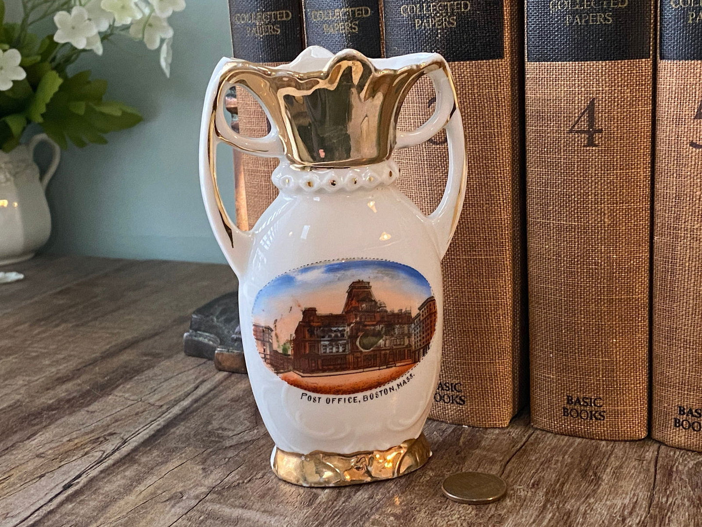 Antique Post Office Boston Massachusetts Souvenir Vase - Duckwells
