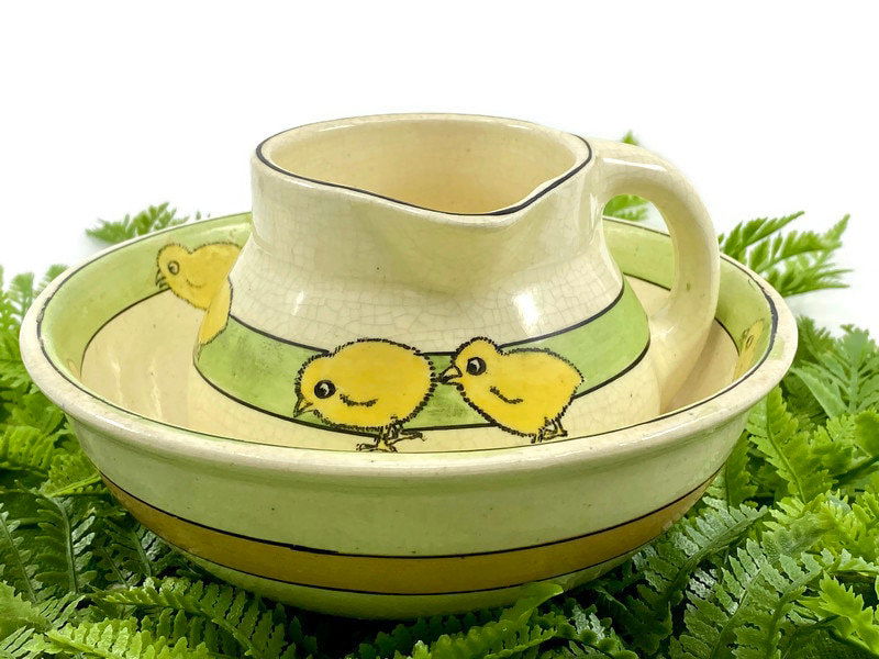 Antique Pottery Chicks Cereal Set - Duckwells