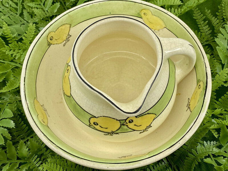Antique Pottery Chicks Cereal Set - Duckwells