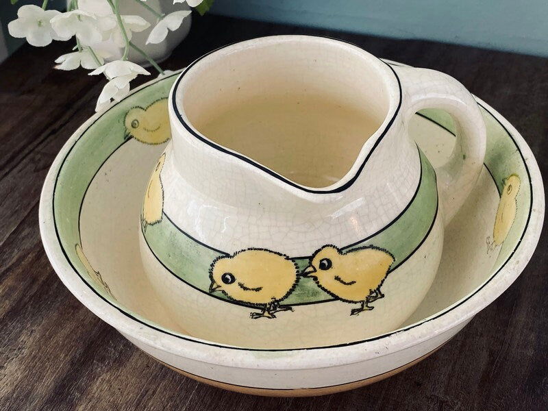 Antique Pottery Chicks Cereal Set - Duckwells