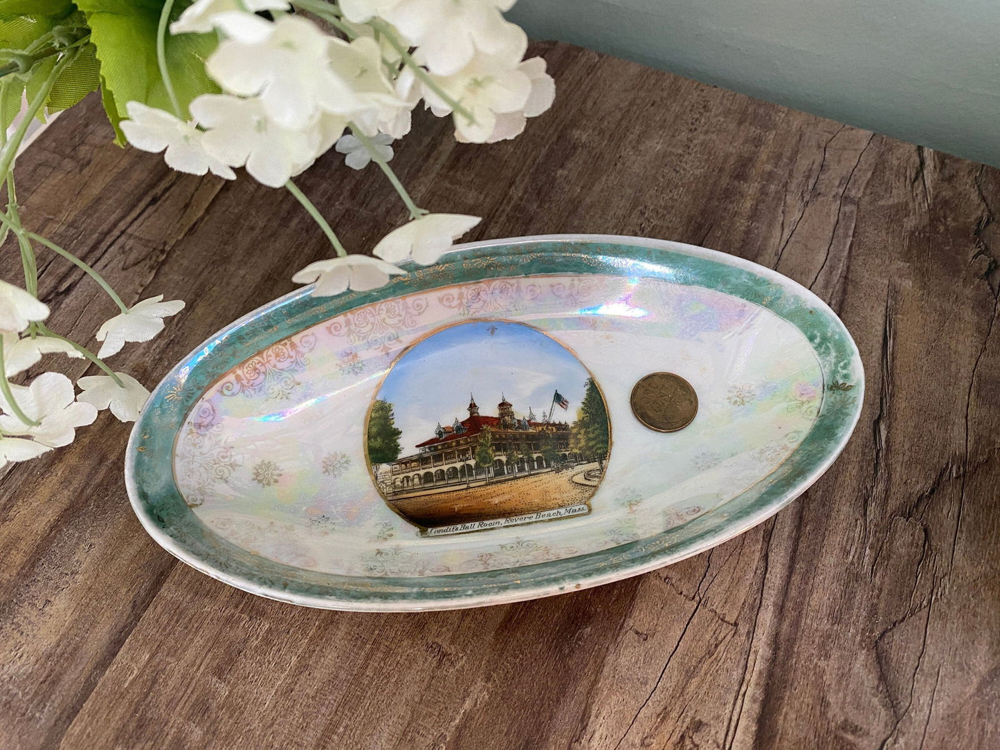 Antique Revere Beach Massachusetts Souvenir Dish - Duckwells
