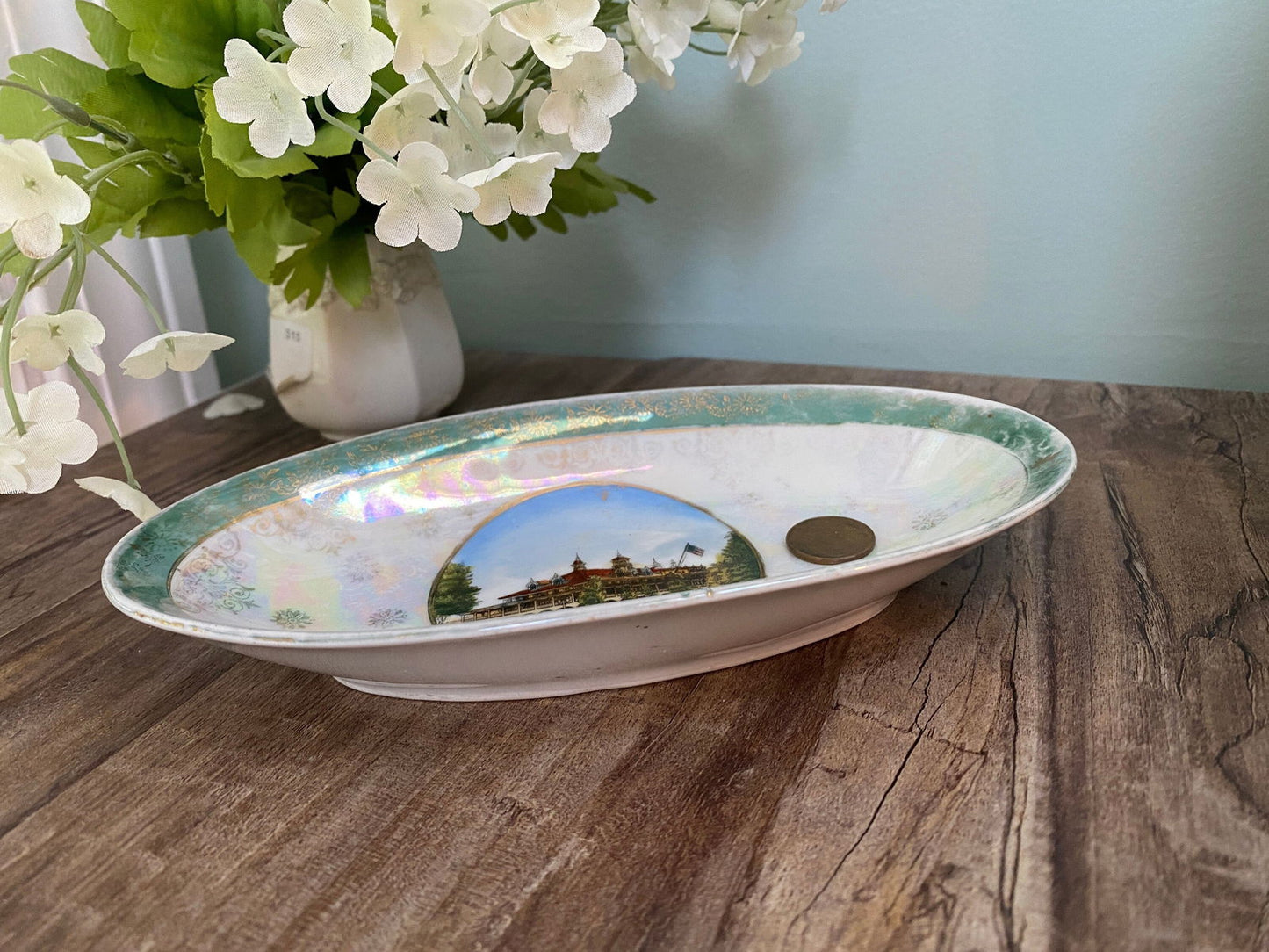 Antique Revere Beach Massachusetts Souvenir Dish - Duckwells
