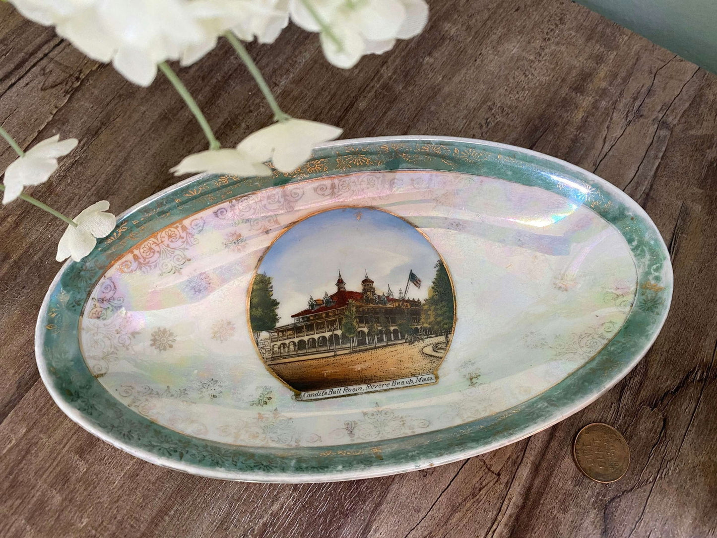 Antique Revere Beach Massachusetts Souvenir Dish - Duckwells