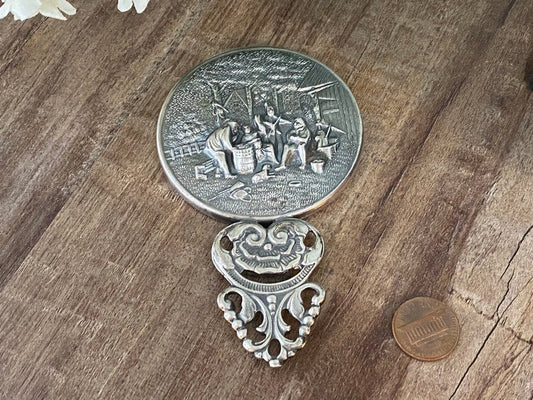 Antique Silverplate Hand Mirror by Hans Jensen Denmark at Duckwells