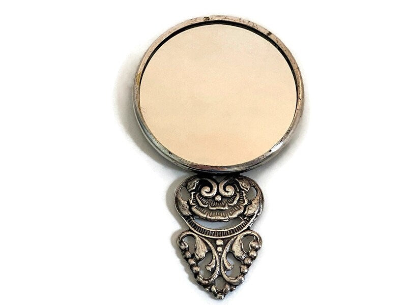 Antique Silverplate Hand Mirror by Hans Jensen Denmark at Duckwells