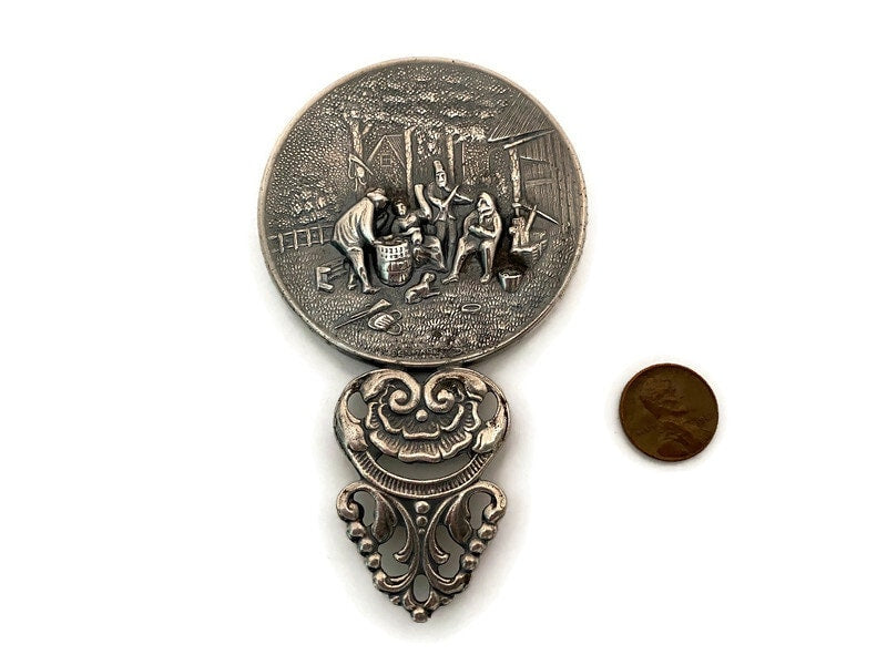 Antique Silverplate Hand Mirror by Hans Jensen Denmark at Duckwells