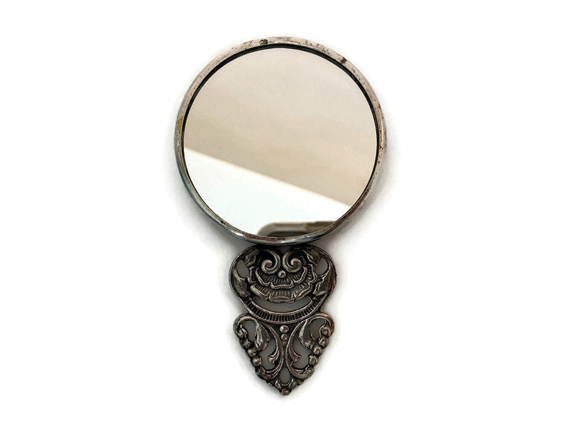 Antique Silverplate Hand Mirror by Hans Jensen Denmark at Duckwells