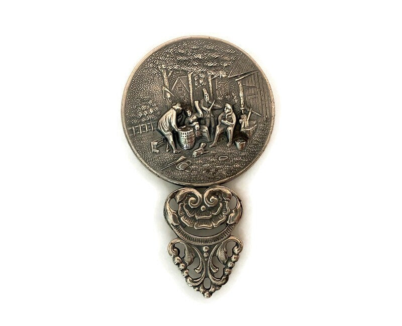 Antique Silverplate Hand Mirror by Hans Jensen Denmark at Duckwells