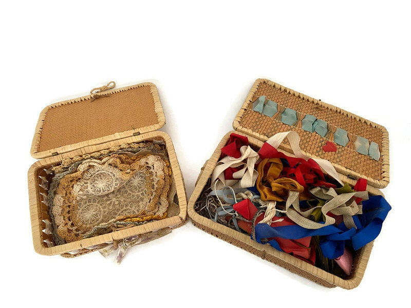 Antique Small Lidded Baskets at Duckwells