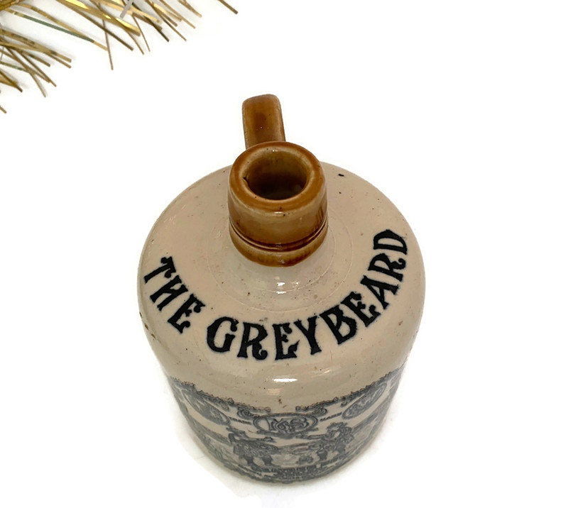 Antique The Greybeard Scotch Whiskey Stoneware Jug - Duckwells