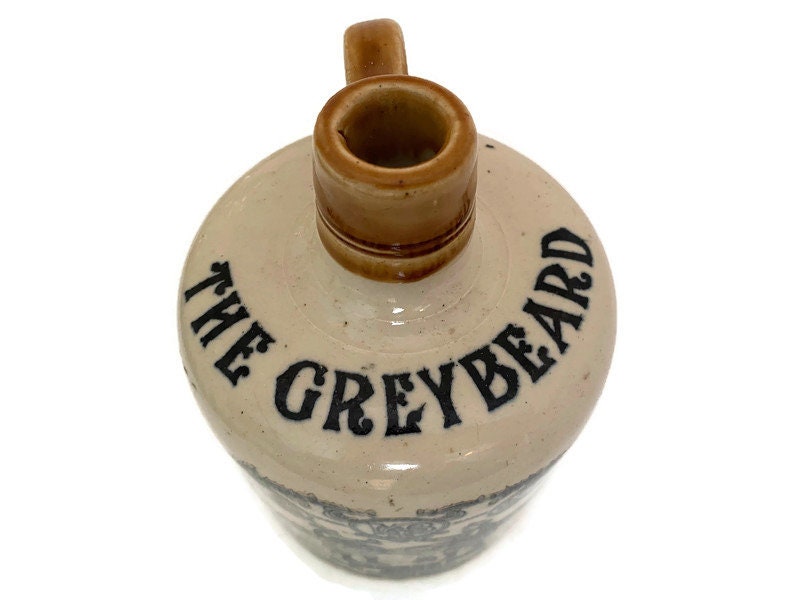 Antique The Greybeard Scotch Whiskey Stoneware Jug - Duckwells