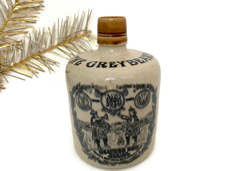 Antique The Greybeard Scotch Whiskey Stoneware Jug - Duckwells