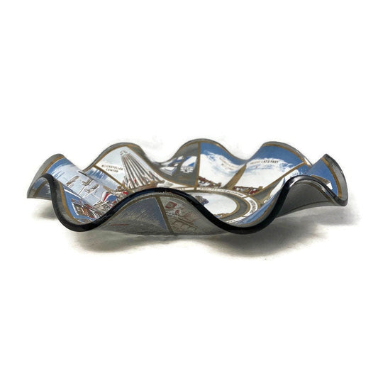 Mid Century New York City Houze Art Wavy Glass Dish at Duckwells