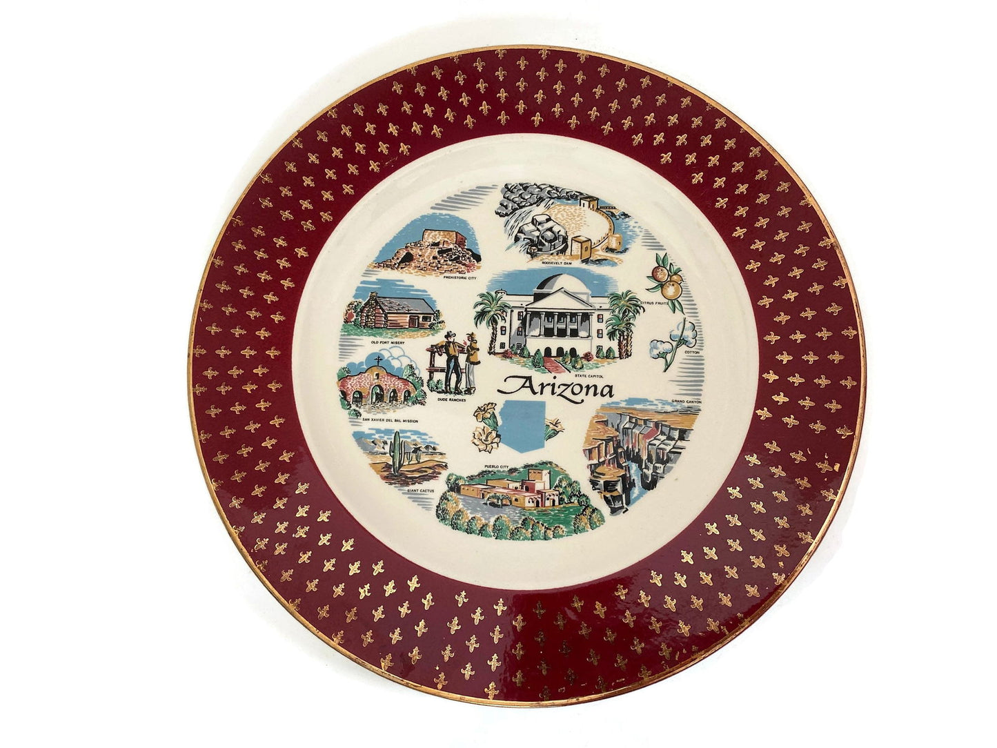 Midcentury Arizona Souvenir Plate - Duckwells