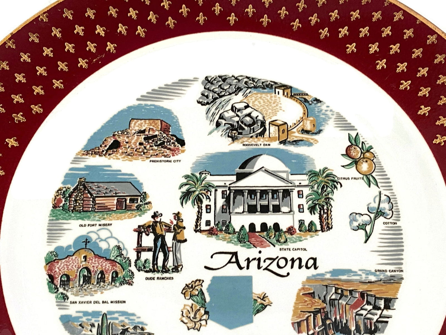 Midcentury Arizona Souvenir Plate - Duckwells