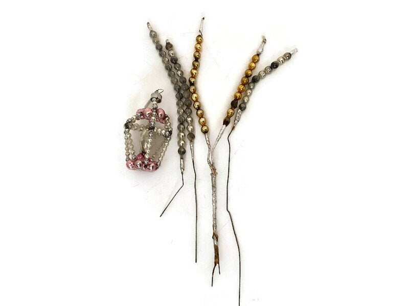 Midcentury Beaded Christmas Ornament and Floral Picks at Duckwells