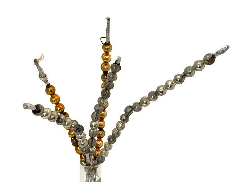 Midcentury Beaded Christmas Ornament and Floral Picks at Duckwells