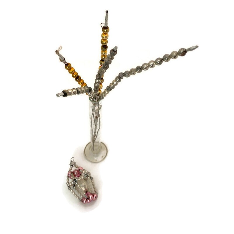 Midcentury Beaded Christmas Ornament and Floral Picks at Duckwells