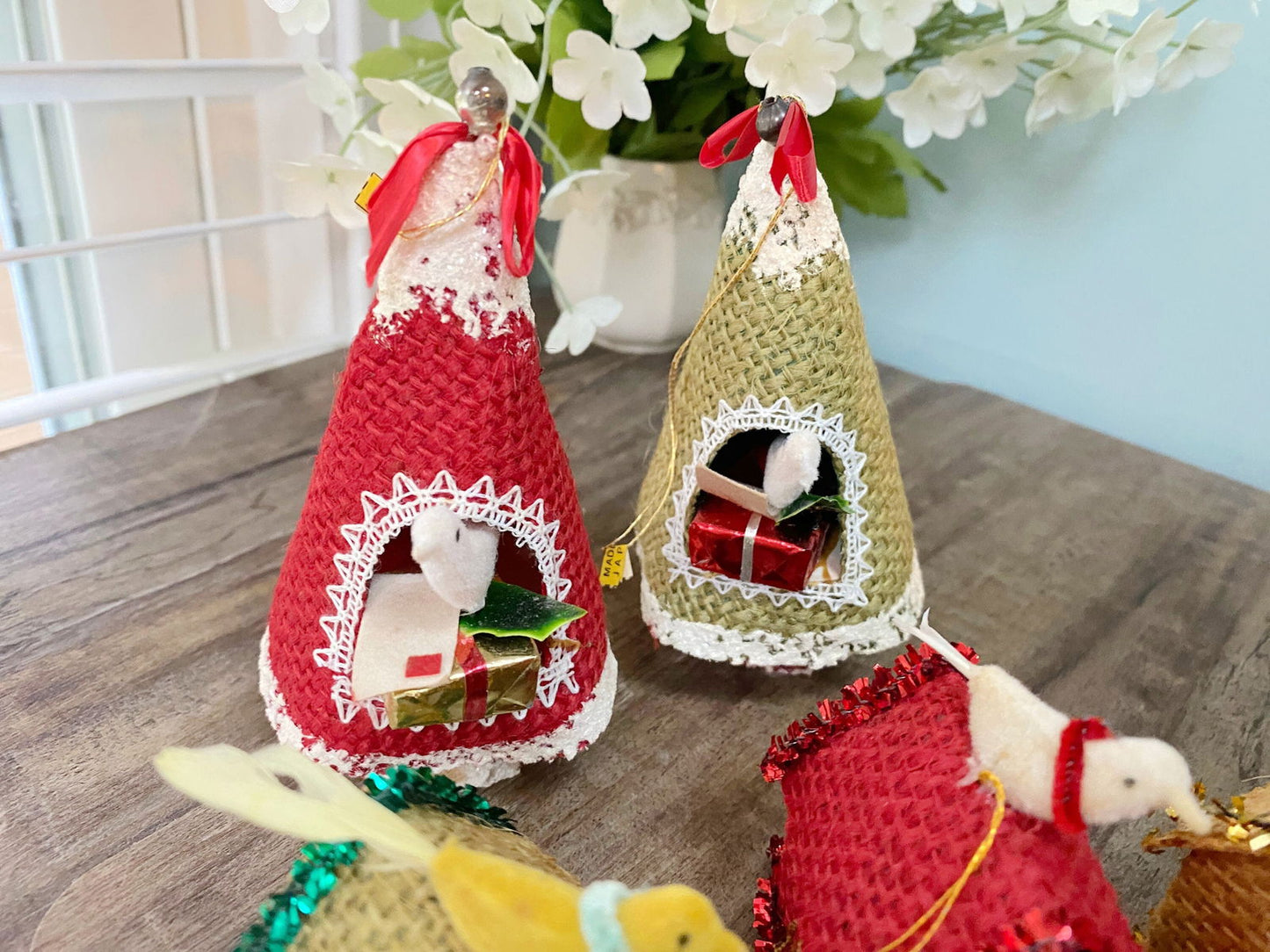 Midcentury Birdhouse Christmas Ornaments Made in Japan at Duckwells
