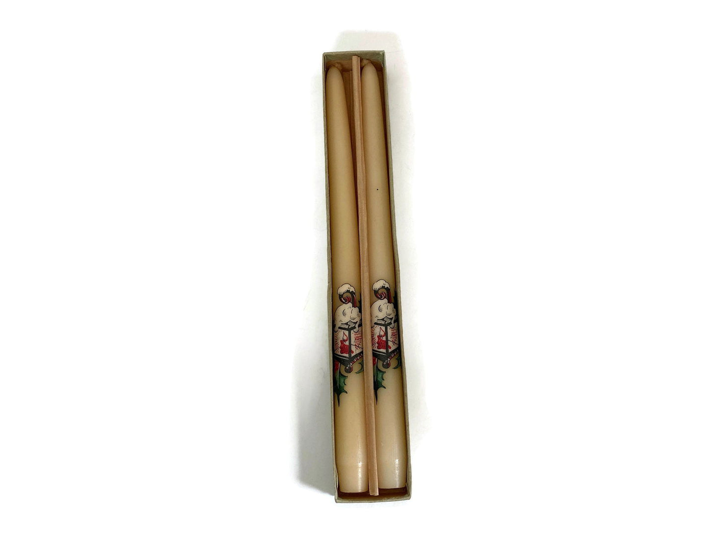 Midcentury Christmas Candle Tapers in Original Box at Duckwells
